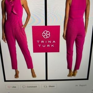 Trina Turk Pink Ruffle Sleeveless Jumpsuit Brand